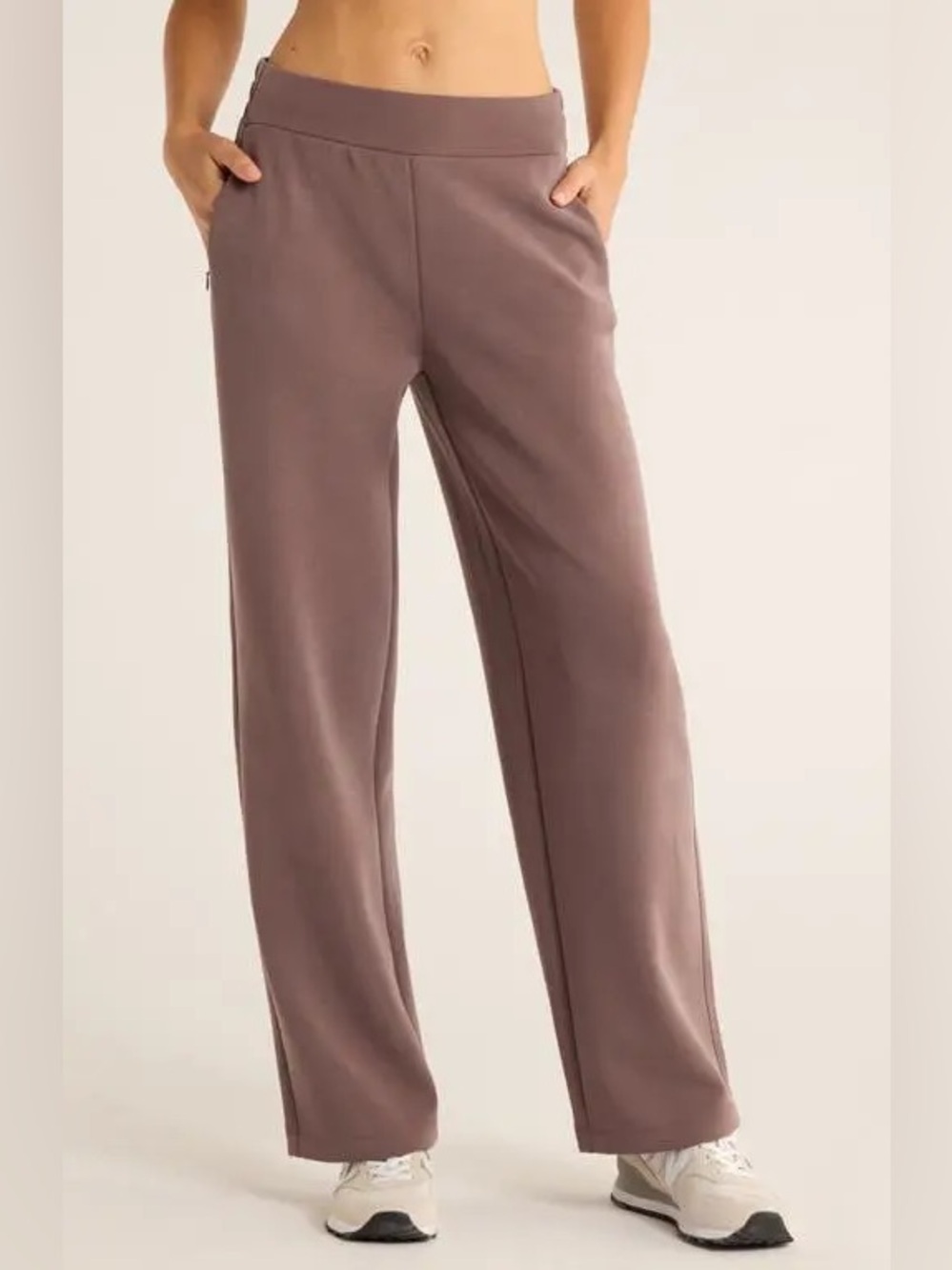 ZELLA Cozy Scuba Knit High Waist Straight Leg Pants